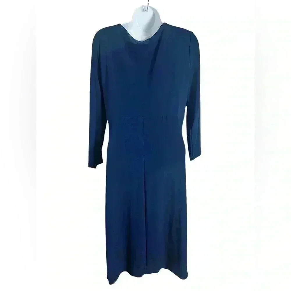 Lauren by Ralph Lauren faux wrap ruched 3/4 sleeve blue dress  M/L?